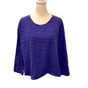 Iridium Purple and Black Striped l/s Box Top. Size M. Worn.